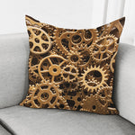 Steampunk Brass Cogs And Gears Print Pillow Cover