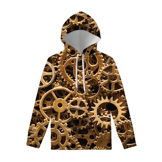 Steampunk Brass Cogs And Gears Print Pullover Hoodie