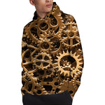 Steampunk Brass Cogs And Gears Print Pullover Hoodie
