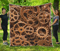 Steampunk Brass Cogs And Gears Print Quilt