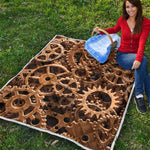 Steampunk Brass Cogs And Gears Print Quilt