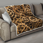 Steampunk Brass Cogs And Gears Print Quilt