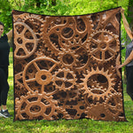 Steampunk Brass Cogs And Gears Print Quilt