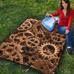 Steampunk Brass Cogs And Gears Print Quilt