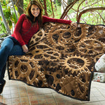 Steampunk Brass Cogs And Gears Print Quilt