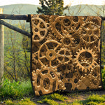 Steampunk Brass Cogs And Gears Print Quilt