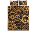 Steampunk Brass Cogs And Gears Print Quilt Bed Set