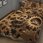 Steampunk Brass Cogs And Gears Print Quilt Bed Set