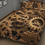 Steampunk Brass Cogs And Gears Print Quilt Bed Set