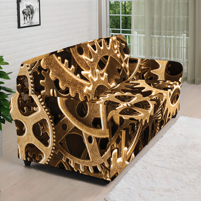 Steampunk Brass Cogs And Gears Print Sofa Cover