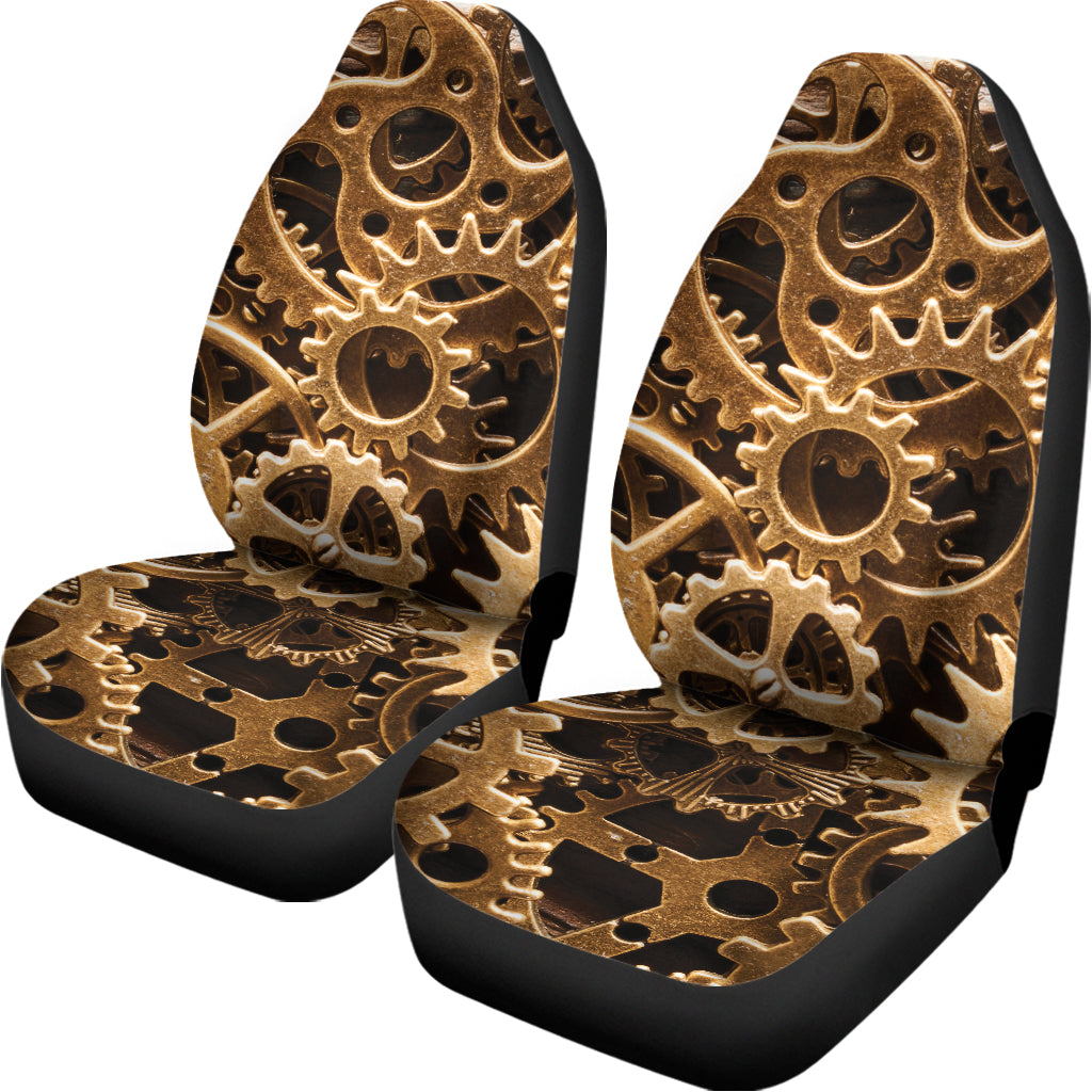 Steampunk Brass Cogs And Gears Print Universal Fit Car Seat Covers