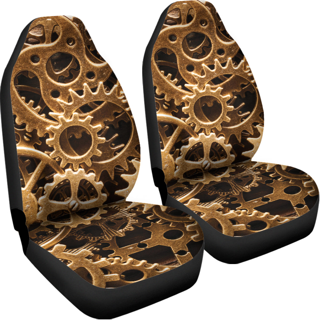 Steampunk Brass Cogs And Gears Print Universal Fit Car Seat Covers