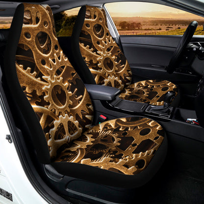 Steampunk Brass Cogs And Gears Print Universal Fit Car Seat Covers