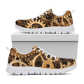 Steampunk Brass Cogs And Gears Print White Running Shoes