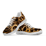 Steampunk Brass Cogs And Gears Print White Sneakers