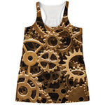 Steampunk Brass Cogs And Gears Print Women's Racerback Tank Top
