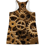 Steampunk Brass Cogs And Gears Print Women's Racerback Tank Top