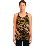 Steampunk Brass Cogs And Gears Print Women's Racerback Tank Top