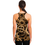 Steampunk Brass Cogs And Gears Print Women's Racerback Tank Top