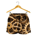 Steampunk Brass Cogs And Gears Print Women's Shorts