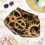 Steampunk Brass Cogs And Gears Print Women's Shorts