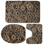 Steampunk Brass Gears And Cogs Print 3 Piece Bath Mat Set