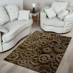 Steampunk Brass Gears And Cogs Print Area Rug