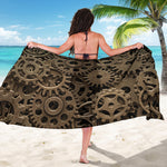 Steampunk Brass Gears And Cogs Print Beach Sarong Wrap