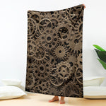 Steampunk Brass Gears And Cogs Print Blanket