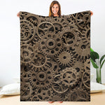 Steampunk Brass Gears And Cogs Print Blanket