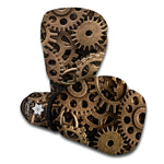 Steampunk Brass Gears And Cogs Print Boxing Gloves