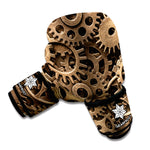 Steampunk Brass Gears And Cogs Print Boxing Gloves