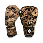 Steampunk Brass Gears And Cogs Print Boxing Gloves