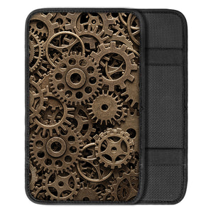 Steampunk Brass Gears And Cogs Print Car Center Console Cover