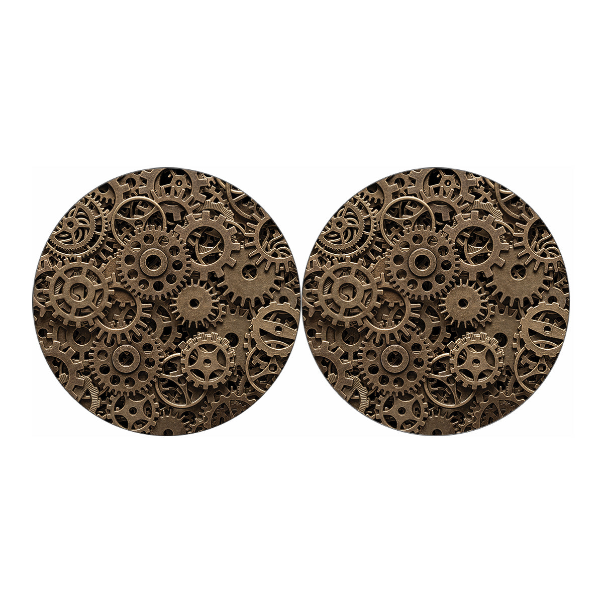 Steampunk Brass Gears And Cogs Print Car Coasters