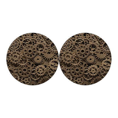 Steampunk Brass Gears And Cogs Print Car Coasters