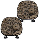 Steampunk Brass Gears And Cogs Print Car Headrest Covers
