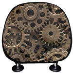 Steampunk Brass Gears And Cogs Print Car Headrest Covers