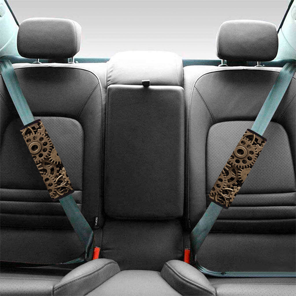 Steampunk Brass Gears And Cogs Print Car Seat Belt Covers