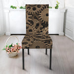 Steampunk Brass Gears And Cogs Print Dining Chair Slipcover