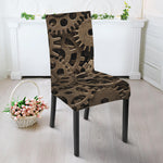 Steampunk Brass Gears And Cogs Print Dining Chair Slipcover