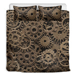 Steampunk Brass Gears And Cogs Print Duvet Cover Bedding Set