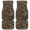 Steampunk Brass Gears And Cogs Print Front and Back Car Floor Mats