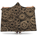 Steampunk Brass Gears And Cogs Print Hooded Blanket