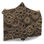Steampunk Brass Gears And Cogs Print Hooded Blanket