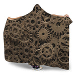 Steampunk Brass Gears And Cogs Print Hooded Blanket