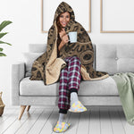 Steampunk Brass Gears And Cogs Print Hooded Blanket