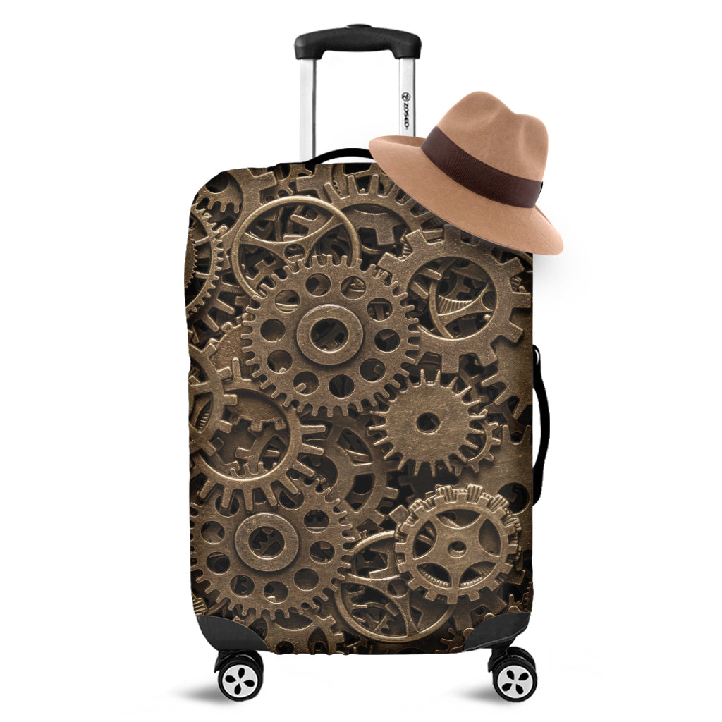 Steampunk Brass Gears And Cogs Print Luggage Cover