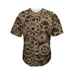 Steampunk Brass Gears And Cogs Print Men's Baseball Jersey