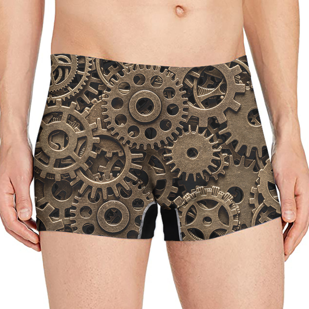 Steampunk Brass Gears And Cogs Print Men's Boxer Briefs